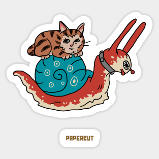 Creepy Cat on Snail Sticker